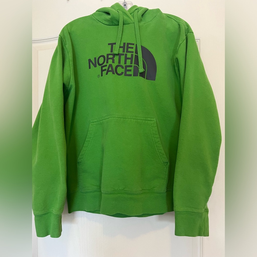 The North Face green men’s logo hoodie logo pullover street wear gorpcore EUC M